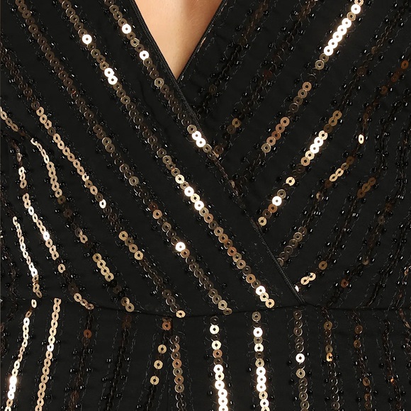 Lulus Always An Event Black and Gold Sequin Beaded Long Sleeve Romper NWOT - Picture 8 of 10